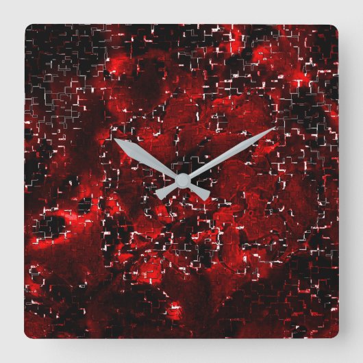 モザイクの下で派手で素朴な赤い花びらの混合 スクエア壁時計 (正面)
