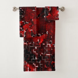 モザイクの下で派手で素朴な赤い花びらの混合 バスタオルセット