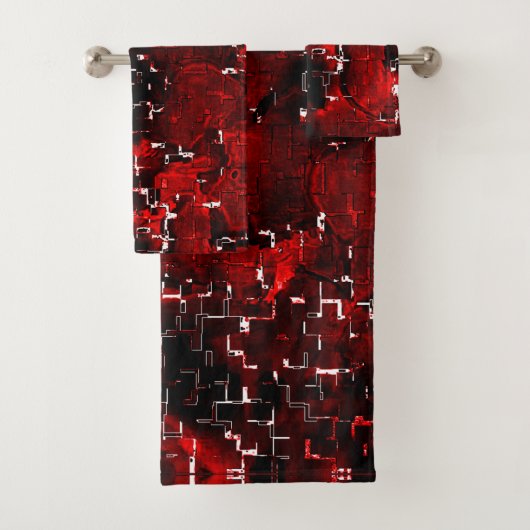 モザイクの下で派手で素朴な赤い花びらの混合 バスタオルセット (インサイチュ)