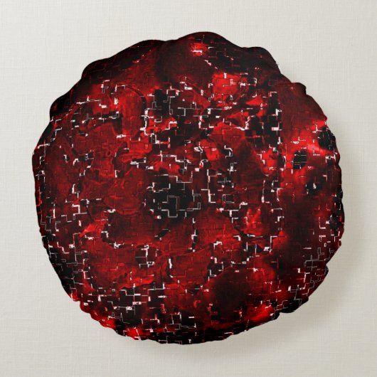 モザイクの下で派手で素朴な赤い花びらの混合 ラウンドクッション (裏面)