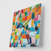 モザイクの壁(白縁どの数) スクエア壁時計 (傾斜)