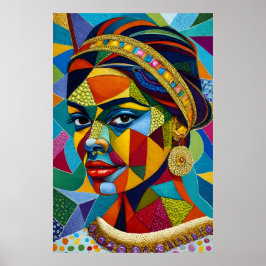 モザイクの女性顔 ポスター