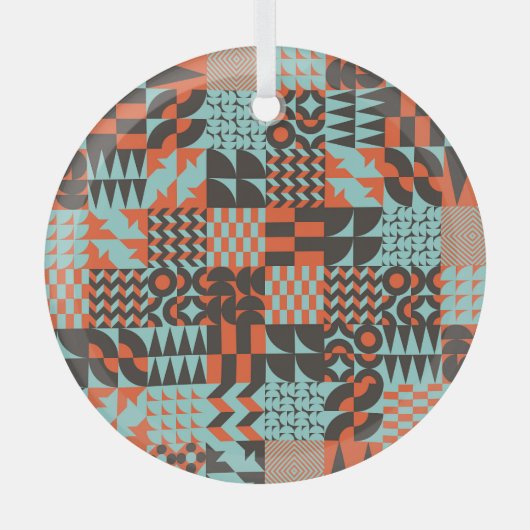 モザイクの幾何学的なタイル、シームレスなパタエレガントーン。 ガラスオーナメント (正面)