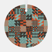 モザイクの幾何学的なタイル、シームレスなパタエレガントーン。 ガラスオーナメント (裏面)