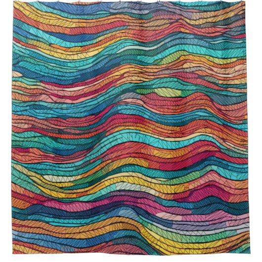 モザイクの波動 シャワーカーテン (正面)