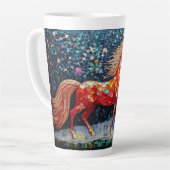 モザイクの突き出し馬とクリスマスツリー カフェラテマグ (左アングル)