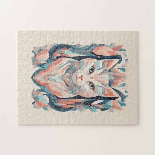 モザイクの美的カラフル猫 ジグソーパズル (横)