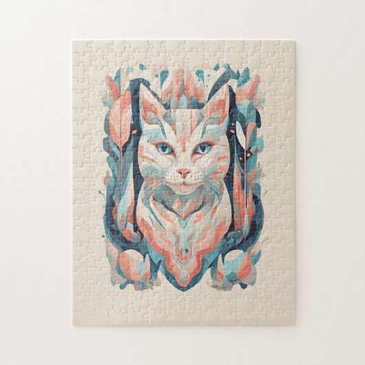 モザイクの美的カラフル猫 ジグソーパズル (縦)