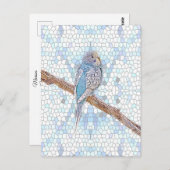 モザイクの背景にかわいい青いブジー ポストカード (正面/裏面)