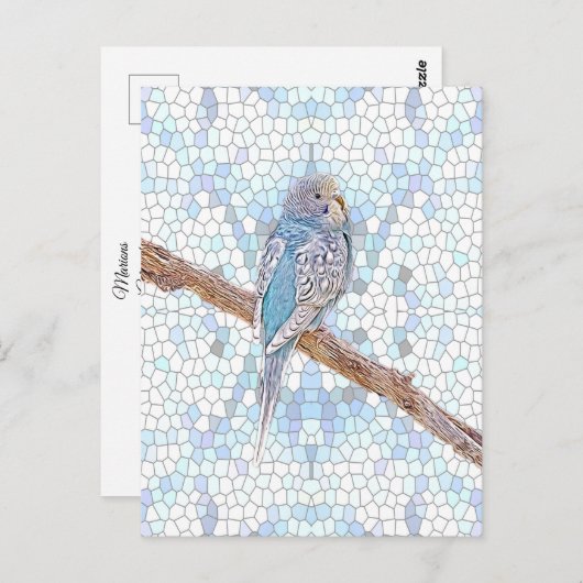 モザイクの背景にかわいい青いブジー ポストカード (正面/裏面)