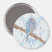 モザイクの背景にかわいい青いブジー マグネット (正面/裏面)