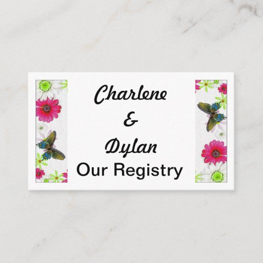 モザイクの蝶と花のレジストリ エンクロージャーカード (正面)