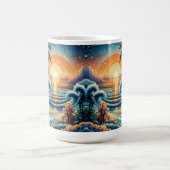 モザイクアイアート |海の日没とヤシの木 コーヒーマグカップ (中央)