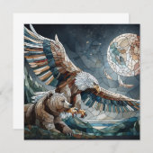 モザイクアイアート | Brown Bear and an Eagle Full Moon (正面/裏面)