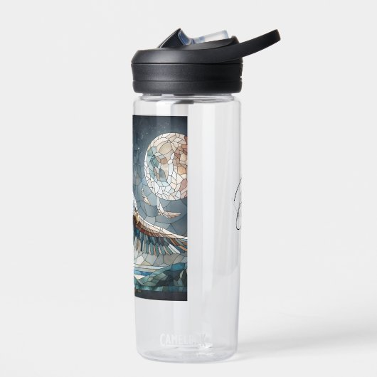 モザイクアイアート | Brown Bear and an Eagle Full Moon ウォーターボトル (左面)