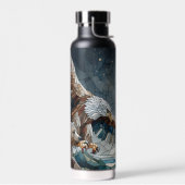 モザイクアイアート | Brown Bear and an Eagle Full Moon ウォーターボトル (左面)