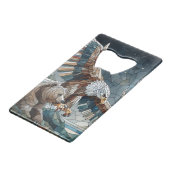 モザイクアイアート | Brown Bear and an Eagle Full Moon クレジットカード栓抜き (裏面アングル)