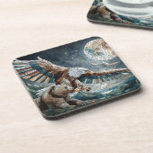 モザイクアイアート | Brown Bear and an Eagle Full Moon コースター (左側)