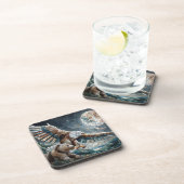 モザイクアイアート | Brown Bear and an Eagle Full Moon コースター (右側)