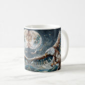 モザイクアイアート | Brown Bear and an Eagle Full Moon コーヒーマグカップ (正面右)