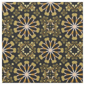 モザイクアラベスク金ゴールドと黒の幾何学模様 ファブリック (クローズアップ)