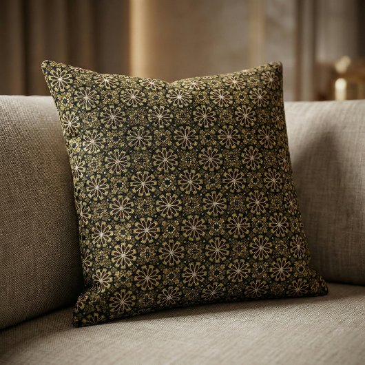 モザイクアラベスク金ゴールドと黒の幾何学模様 ファブリック