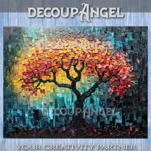 モザイクアートの生命の木 – デコページ – 薄葉紙