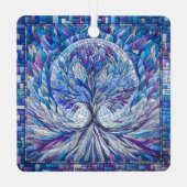 モザイクアートの紫の木 メタルオーナメント (裏面)