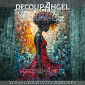 モザイクアートの黒人女性のポートレート – デコパージュ 薄葉紙