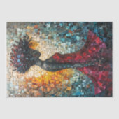 モザイクアートの黒人女性のポートレート – デコパージュ 薄葉紙 (正面)