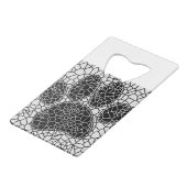 モザイクアートドッグポープリント白黒 クレジットカード栓抜き (正面アングル)