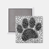 モザイクアートドッグポープリント白黒 マグネット (正面/裏面)