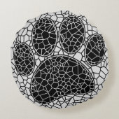 モザイクアートドッグポープリント白黒 ラウンドクッション (裏面)