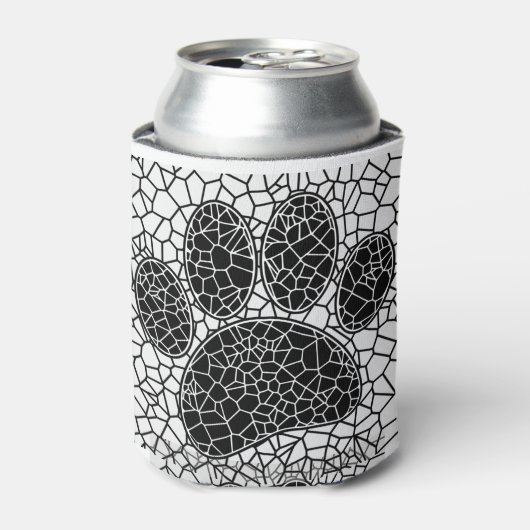 モザイクアートドッグポープリント白黒 缶クーラー (缶正面)