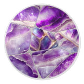 モザイクアート – アメジストとパール セラミックノブ (正面)