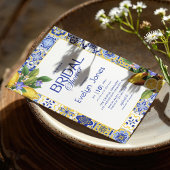 モザイクイタリアンブルータイルレモンズシックブライダルシャワー 招待状