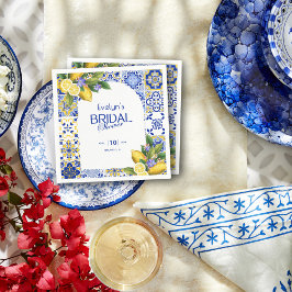 モザイクイタリアンブルータイルレモンブライダルシャワー スタンダードカクテルナプキン