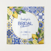 モザイクイタリアンブルータイルレモンブライダルシャワー タペストリー (正面)