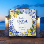 モザイクイタリアンブルータイルレモンブライダルシャワー タペストリー