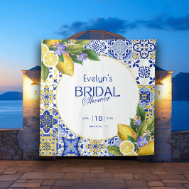 モザイクイタリアンブルータイルレモンブライダルシャワー タペストリー