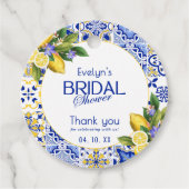 モザイクイタリアンブルータイルレモンブライダルシャワー フェイバータグ (正面)