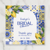 モザイクイタリアンブルータイルレモンブライダルシャワー フェイバータグ (正面)