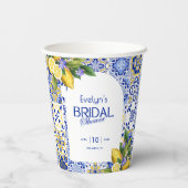 モザイクイタリアンブルータイルレモンブライダルシャワー 紙コップ (裏面)