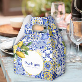 モザイクイタリアンブルータイル&レモンブライダルシャワー フェイバーボックス