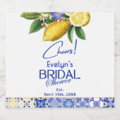 モザイクイタリアンブルータイル&レモンブライダルシャワーBe スパークリングワインラベル (シングルラベル)