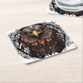 モザイクイーグルポートレート円枕 スクエアペーパーコースター (アングル)