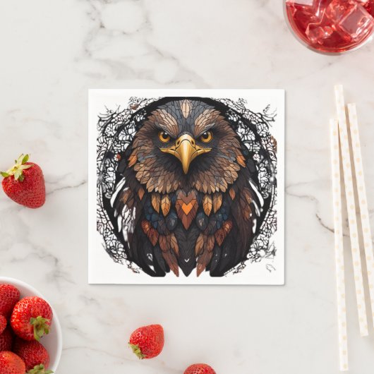 モザイクイーグルポートレート円枕 スタンダードカクテルナプキン (インサイチュ)