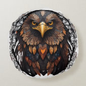 モザイクイーグルポートレート円枕 ラウンドクッション (裏面)