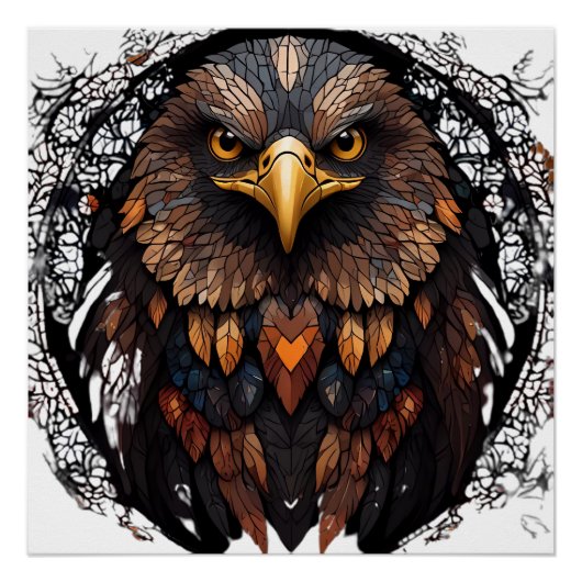 モザイクイーグルポートレート ポスター (正面)