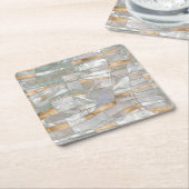 モザイクウェーブズアートパールアンドパステル金ゴールド スクエアペーパーコースター (アングル)